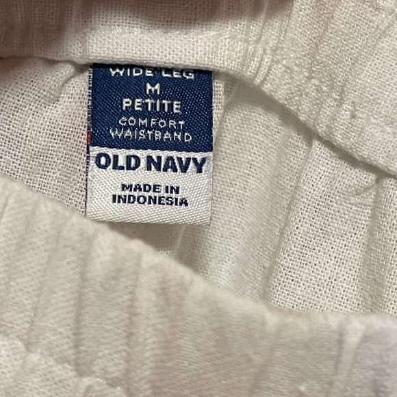 Old Navy White Linen Blend Pants Gauze Pockets Trousers Wide Leg Resort Medium - Picture 6 of 8